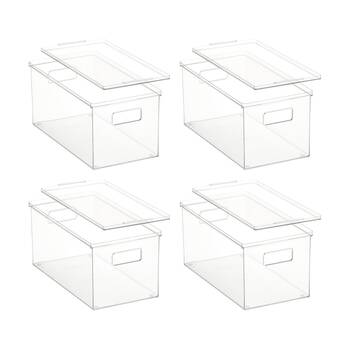 4PK The Container Store Small Storage Box W/ Lid Clear 39x20x18cm