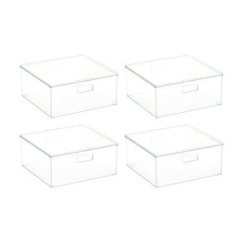 4PK The Container Store XL Storage Box With Lid Clear 40x39x18cm
