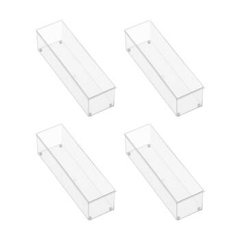 4PK The Container Store Drawer Organiser Narrow Insert Clear 38x11x10cm