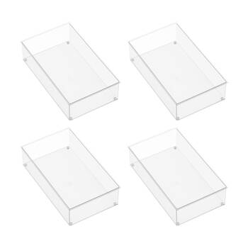 4PK The Container Store Drawer Organiser Wide Insert Clear 38x22x10cm