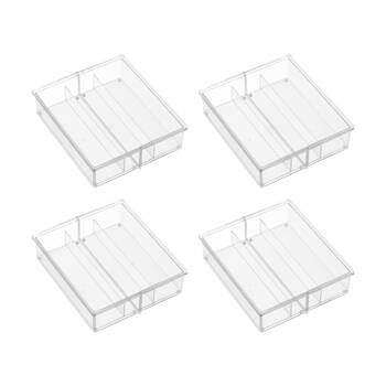4PK The Container Store 3 Section Drawer Organiser Insert Clear 38x33x10cm
