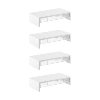 4PK The Container Store Monitor Riser W/ Drawer Clear Plastic Desk Organiser