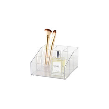 2PK The Container Store Narrow Angled Cosmetics Organiser Clear 18x15x9cm