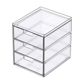 The Container Store 3 Drawer Organiser Home Office Storage Clear