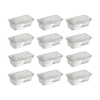12PK The Container Store Short Drawer Organiser Insert Clear 7.6x15.3x5.3cm