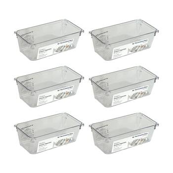 6PK The Container Store Short Drawer Organiser Insert Clear 7.6x15.3x5.3cm