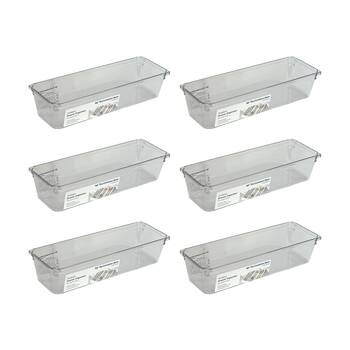 6PK The Container Store Short Drawer Organiser Insert Clear 7.6x22.9x5.3cm
