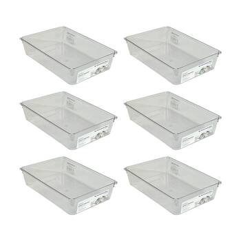 6PK The Container Store Short Drawer Organiser Insert Clear 23x15.3x5.3cm
