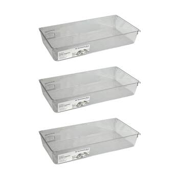 3PK The Container Store Short Drawer Organiser Insert Clear 30x15.3x5.3cm