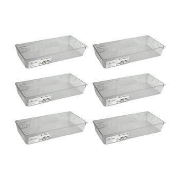 6PK The Container Store Short Drawer Organiser Insert Clear 30x15.3x5.3cm