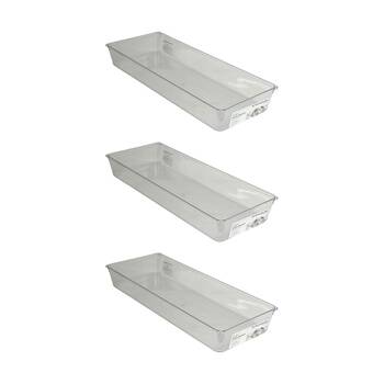 3PK The Container Store Short Drawer Organiser Insert Clear 38x15.3x5.3cm