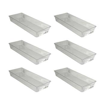 6PK The Container Store Short Drawer Organiser Insert Clear 38x15.3x5.3cm