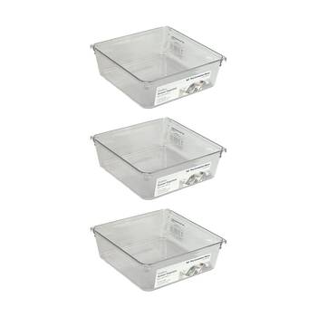 3PK The Container Store Short Drawer Organiser Insert Clear 15.3x15.3x5.3cm