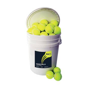 72pc Victor Sports Tennis Ball & Bucket Bulk Buy Durable Storage Set Yellow