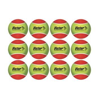 12pc Victor Sports Tennis Ball Pressureless Training Balls Set Yellow/Red