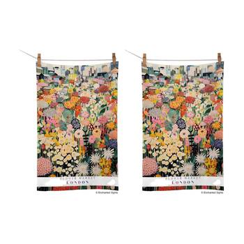 2PK WerkShoppe Cotton Tea Towel Flower Market Machine Washable 45.7x71.1cm