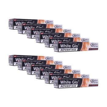 12PK White Glo Advantage Charcoal Cavity Protection Toothpaste 140g
