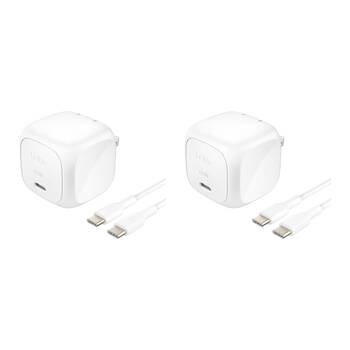 2PK Belkin BoostCharge USB-C Port Wall Plug Charger & Cable Cord 65W White