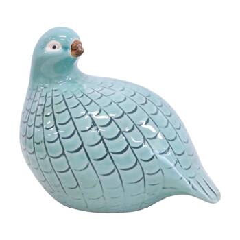 LVD Guinea Fowl Aqua Medium Ceramic Figurine Home Decor 15.5x13x11m 