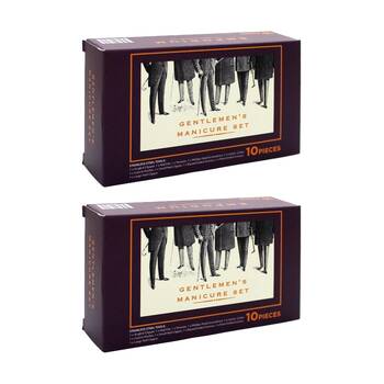 2x 10pc Emporium Gentleman's Nail Manicure Set Stainless Steel For Men