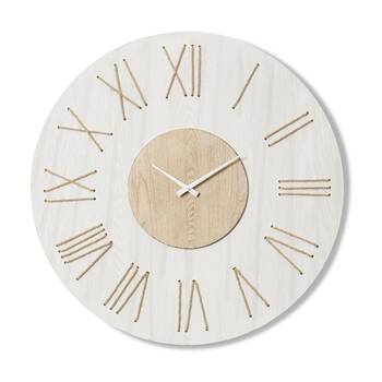 E Style Camden Wall Clock Minimalist Home Decor White/Natural 68x5x68cm