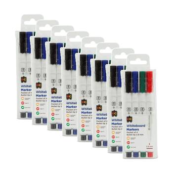 8x 4pc Educational Colours Whiteboard Thin Coloured Marker Kids 3y+ Assorted