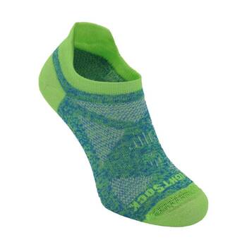 Wrightsock Coolmesh II Cushion Tab Socks Seamless Toe Breathable Blue/Green