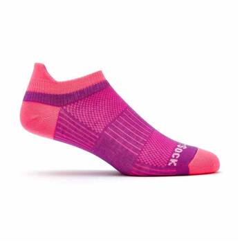 Wrightsock Coolmesh II Tab Socks Blister-Free Breathable Plum/Pink