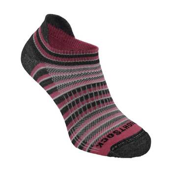 Wrightsock Coolmesh II Tab Socks Blister-Free Breathable Fuchsia/Black Stripe