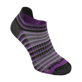 Wrightsock Coolmesh II Tab Socks Blister-Free Plum/Black/White Stripe