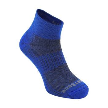 Wrightsock Merino Coolmesh II Quarter Socks Blister Resistant Grey/Blue