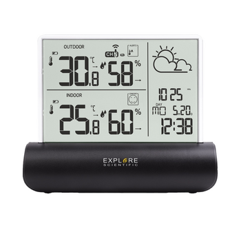 Explore Scientific Ultra Slim Weather Station W/ Transparent LCD Display White
