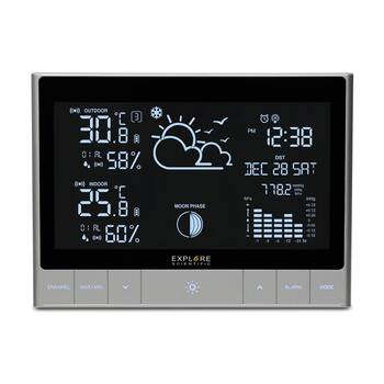 Explore Scientific Advanced Weather Station W/ LED Touch Keys Metallic