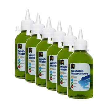 6PK Educational Colours Washable Watercolour Student Paint Lime 250ml 3y+