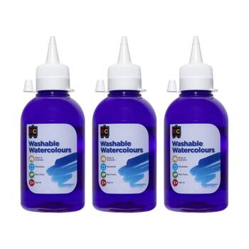 3PK Educational Colours Washable Watercolour Student Paint Magenta 250ml 3y+