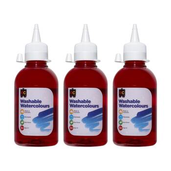 3PK Educational Colours Washable Watercolour Student Paint Orange 250ml 3y+