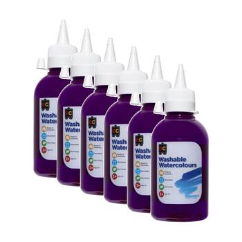 6PK Educational Colours Washable Watercolour Student Paint Purple 250ml 3y+