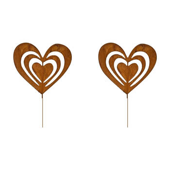2PK Bronrob Cut Out Love Heart Outdoor Garden Decorative Stake Large 45x20.9cm