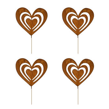 4PK Bronrob Cut Out Love Heart Outdoor Garden Decorative Stake Large 45x20.9cm