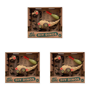 3PK Johnco Wild Thingz DIY Dino Brachiosaurus Childrens Playset 3Y+