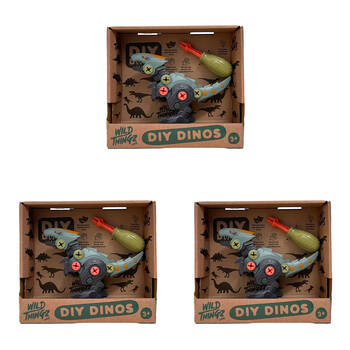 3PK Johnco Wild Thingz DIY Dino Velociraptor Childrens Playset 3Y+
