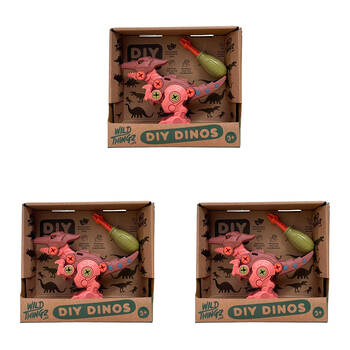 3PK Johnco Wild Thingz DIY Dino Pterosaur Childrens Playset 3Y+