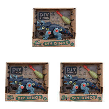 3PK Johnco Wild Thingz DIY Dino Triceratops Childrens Playset 3Y+