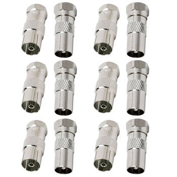 12pc F-Type Male to Coax Female Socket/F Male to PAL M TV Antenna Adapter