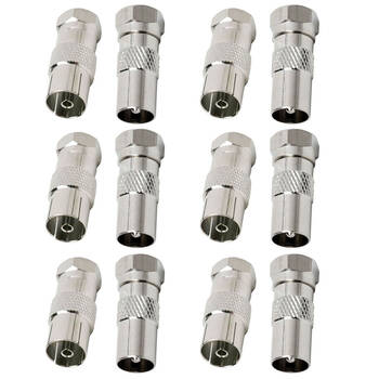 12pc F-Type Male to Coax Female Socket/F Male to PAL M TV Antenna Adapter