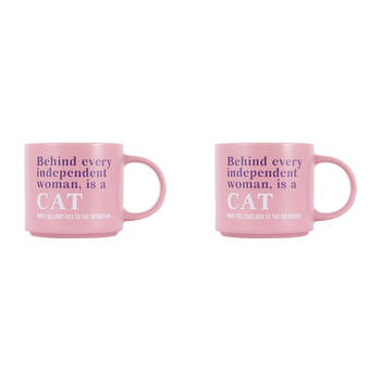 2PK Splosh Cheeky Cat Ceramic Coffee/Tea Mug 9x13.5cm - Pink