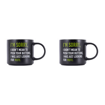 2PK Splosh Cheeky Sorry Ceramic Coffee/Tea Mug 9x13.5cm - Black