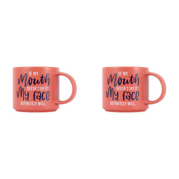 2PK Splosh Cheeky Face Ceramic Coffee/Tea Mug 9x13.5cm - Red