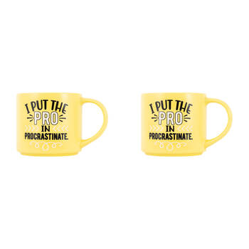 2PK Splosh Cheeky Procrastinate Ceramic Coffee/Tea Mug 9x13.5cm - Yellow