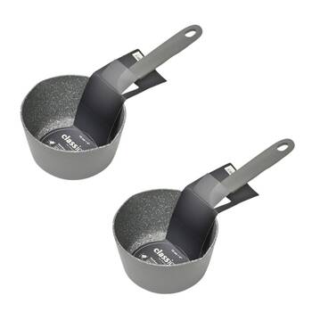 2PK Classica Mini Milk Pot Round Non-Stick Sauce Pan 12 cm Grey